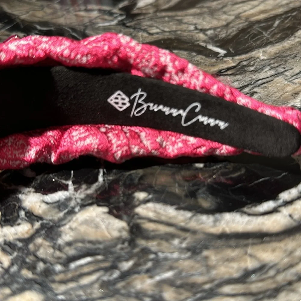 BRIANNA CANNON ADULT SIZE PINK TEXTURED HEADBAND WITH CRYSTALS AND PEARLS
